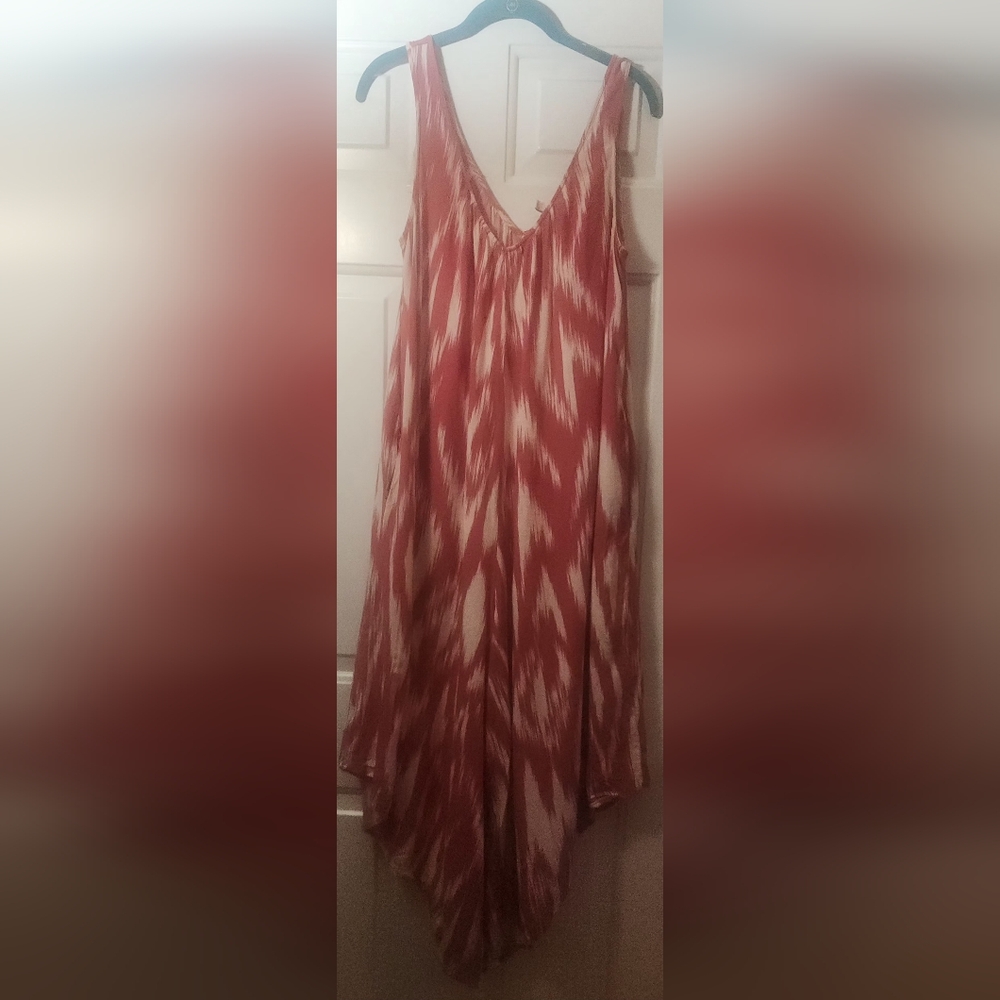Harlow & Rose Coral and White Oversize Wide Leg Jumpsuit Size L